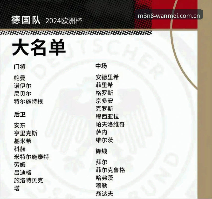 德国队大名单最新动态：诺伊尔时隔两年回归，18岁新星卡尔入选